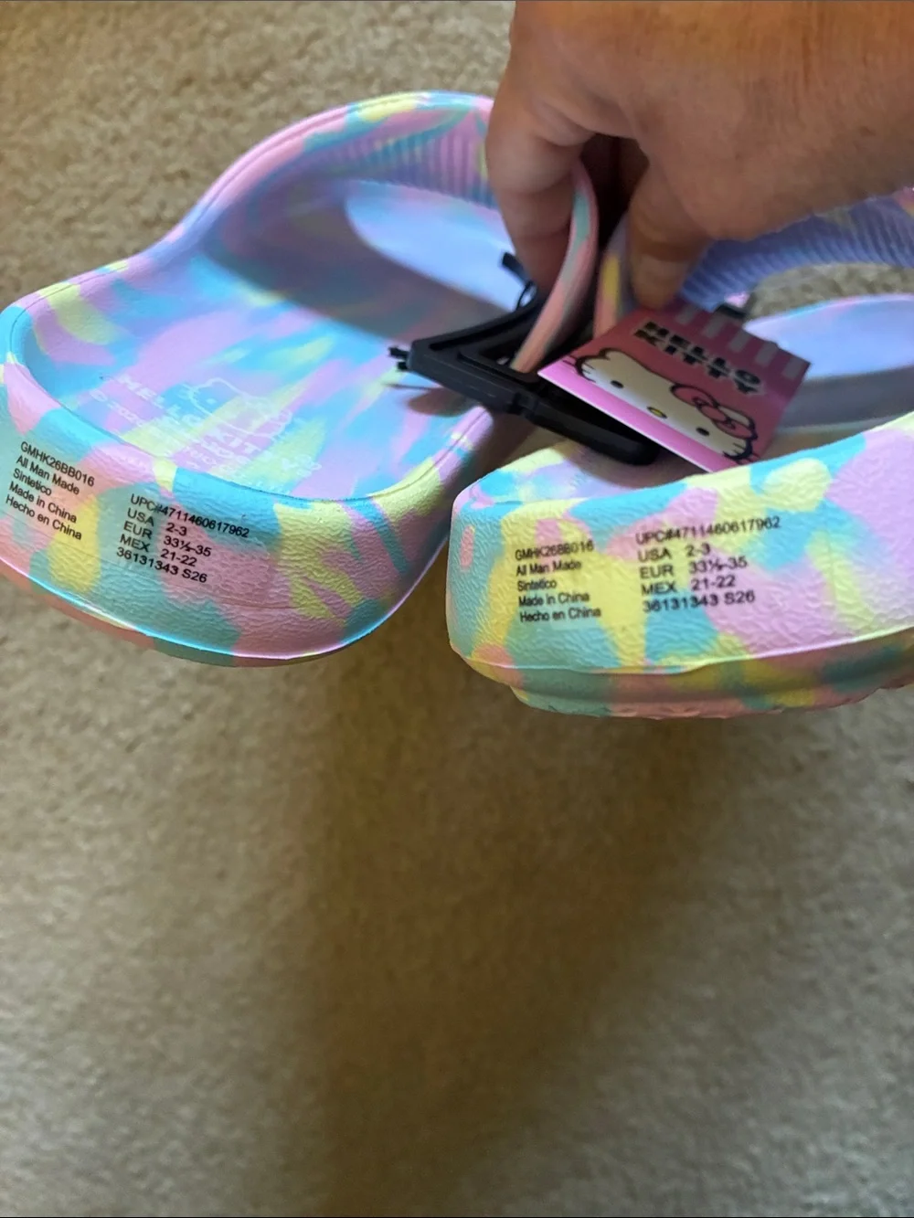 Sanrio Hello Kitty Pastel Swirled Slip-On Slides - Girls Various Sizes